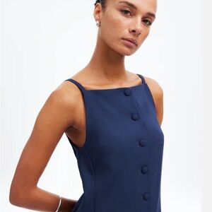 MADEWELL High-Neck Sleeveless Vest Mini Dress 6 Deep Indigo Square Neck